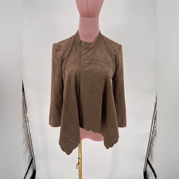 EUC BCBGMaxAzria Bri Perforated Faux Suede Jacket - Picture 4 of 13